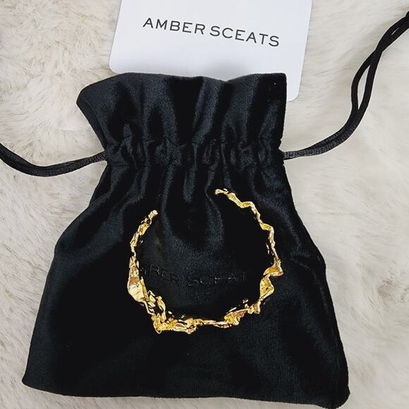 NEW Amber Sceats Emery Chunky Textured Gold Cuff Bracelet - Picture 9 of 10